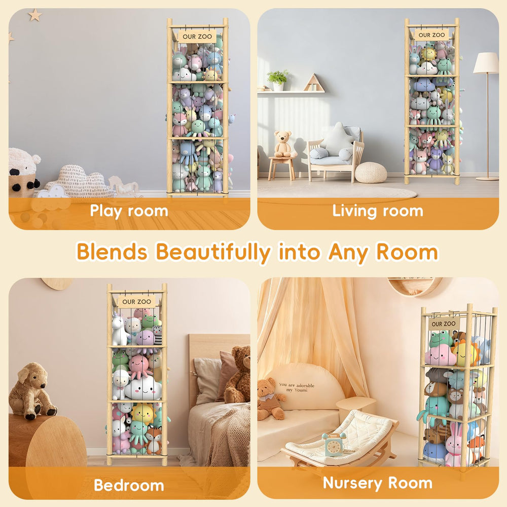 POOSIDE child-friendly wood finish organizer complements decor while simplifying cleanup.