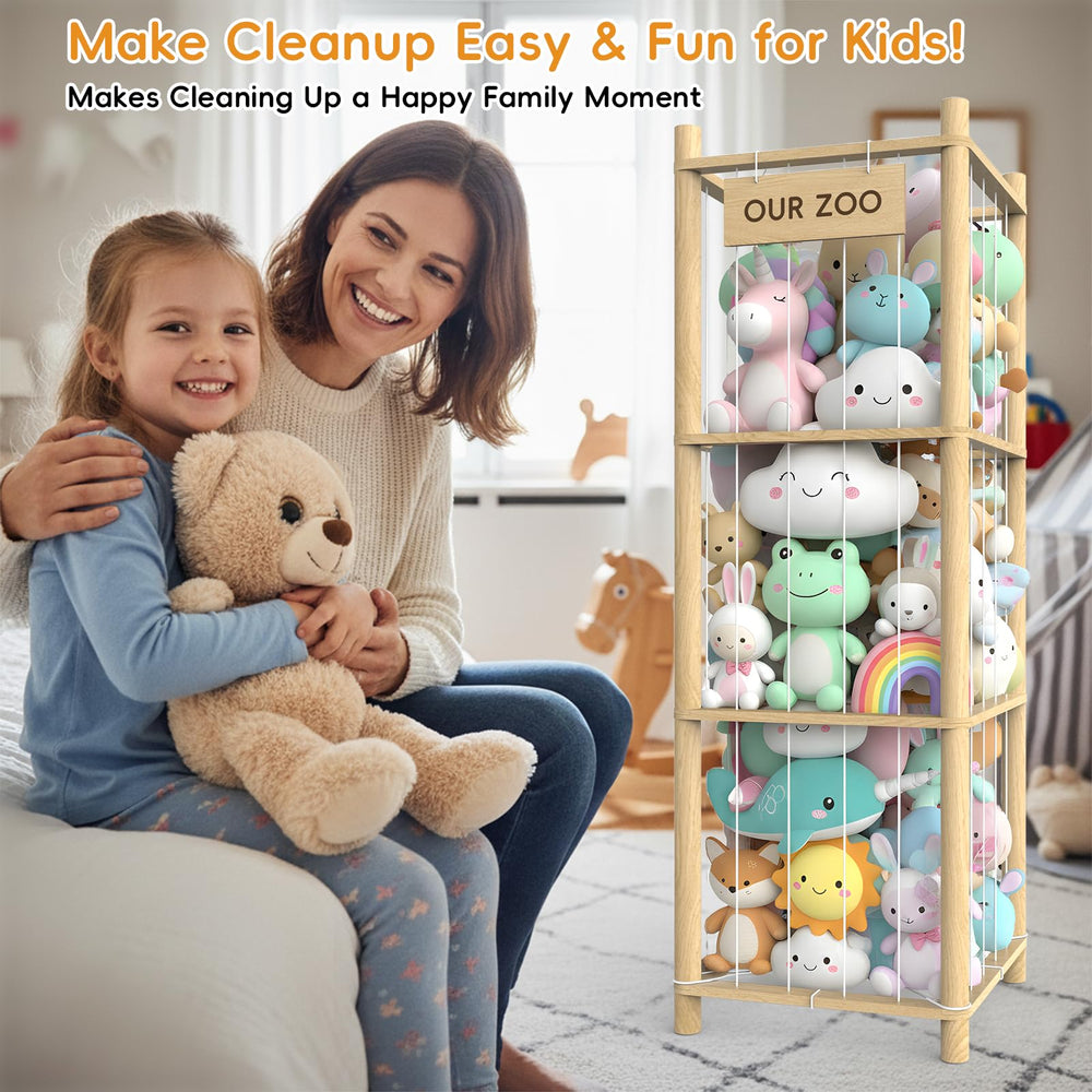 POOSIDE can hold 40 plush stuffed animals, reducing floor clutter.