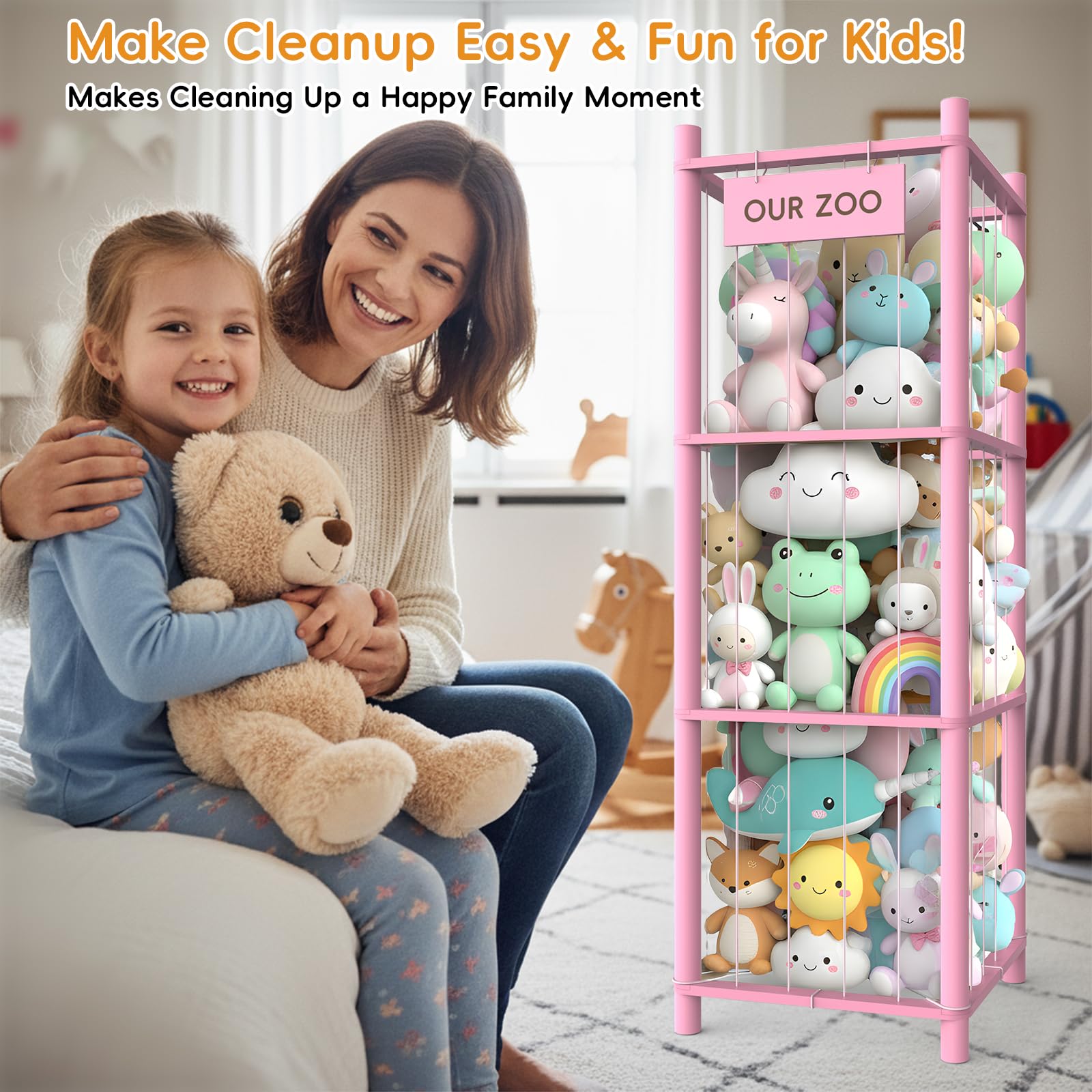 POOSIDE stuffed animal storage organizer assembly process without tools