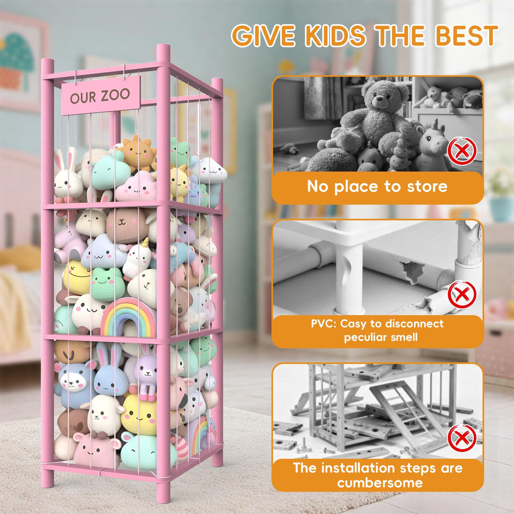 POOSIDE stuffed animal storage organizer elastic bands securing plush toys