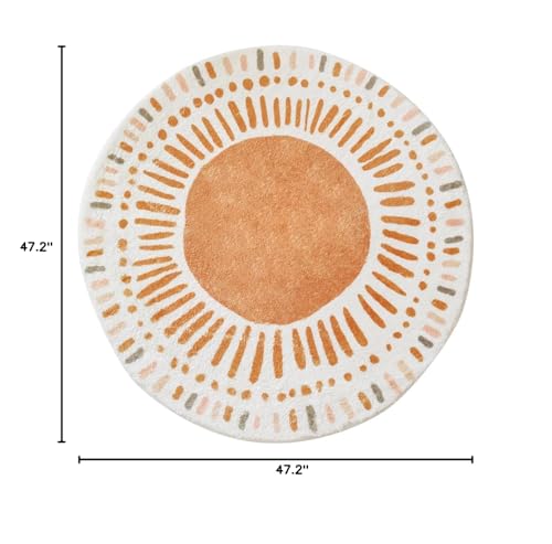 Poowe Cute Point Rings Play Mat kids playing demonstrates spacious round area for crawling.