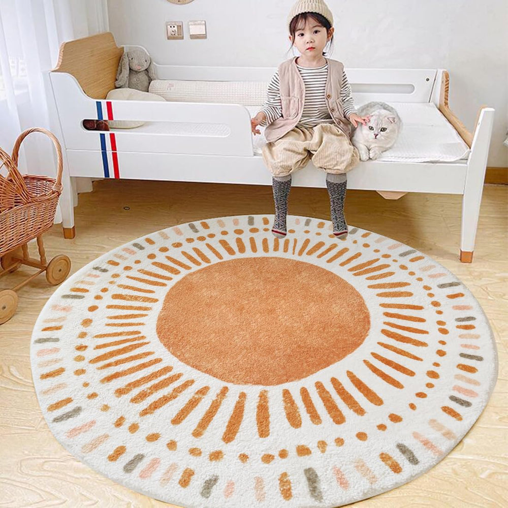 Poowe Cute Point Rings Play Mat round usage for versatile home or travel use.