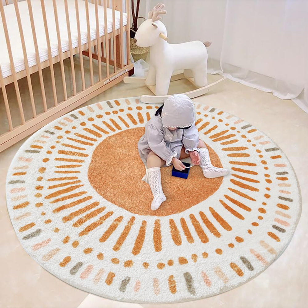 Poowe Cute Point Rings Play Mat washable texture is simple to clean.