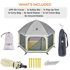 POP 'N GO PLAYPEN mosquito net adds breathable protection for evenings outdoors.