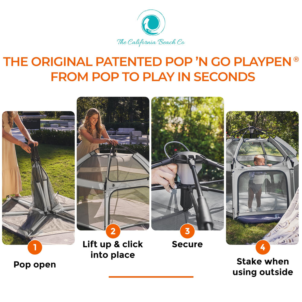 POP 'N GO PLAYPEN setup demonstrates quick, effortless assembly for busy parents.