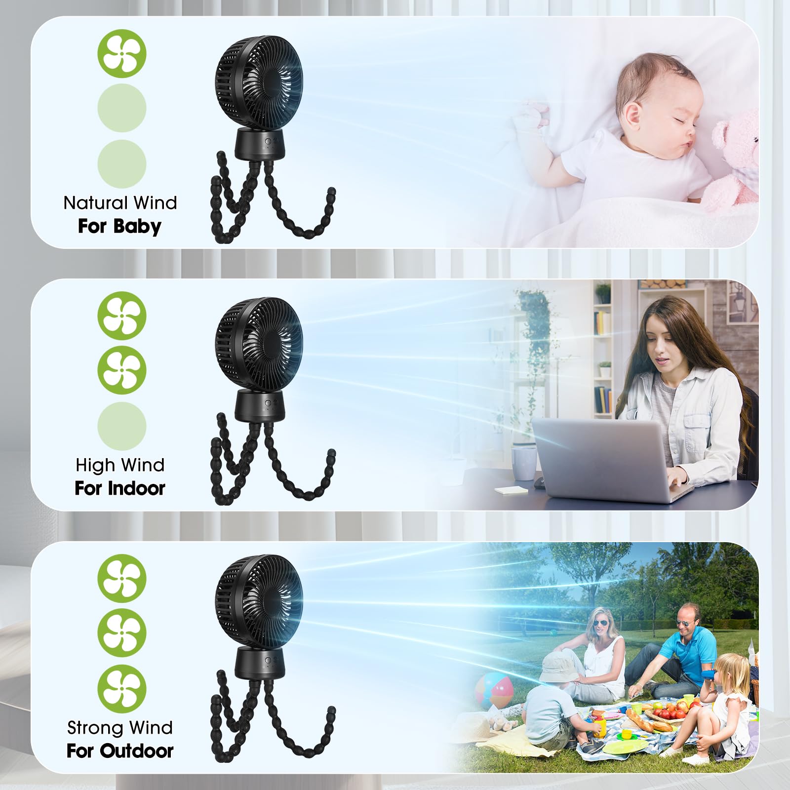 POPERFUN portable fan suited for travel and bedroom comfort.