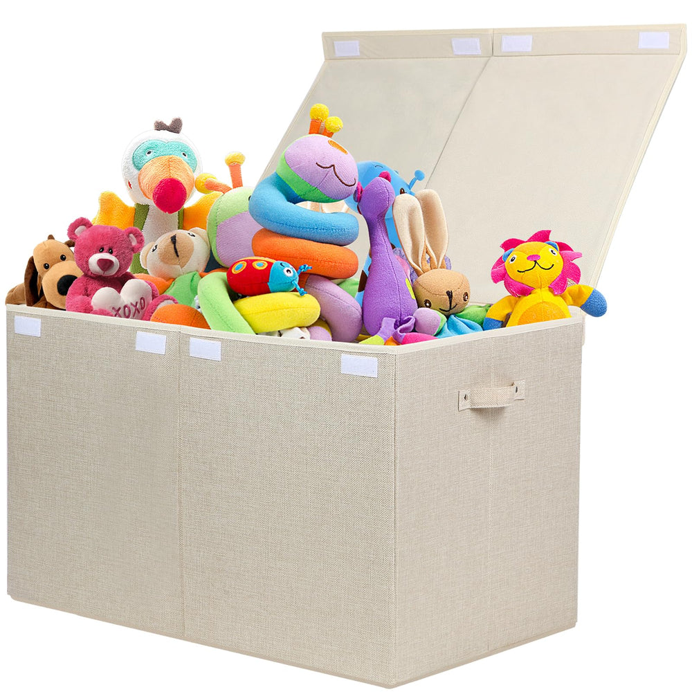Popoly 122L toy box lid closed keeps contents dust-free and neatly stored