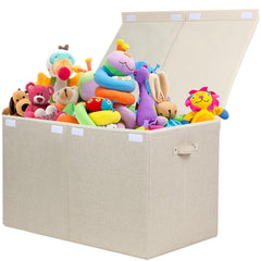 Popoly 122L toy box lid closed keeps contents dust-free and neatly stored