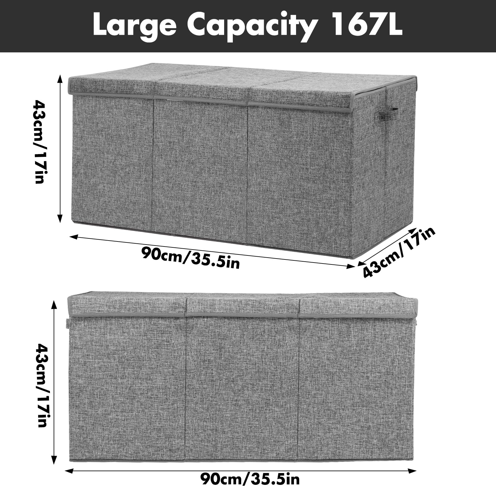Popoly Extra Large Toy Box dustproof lid protects contents from dust.