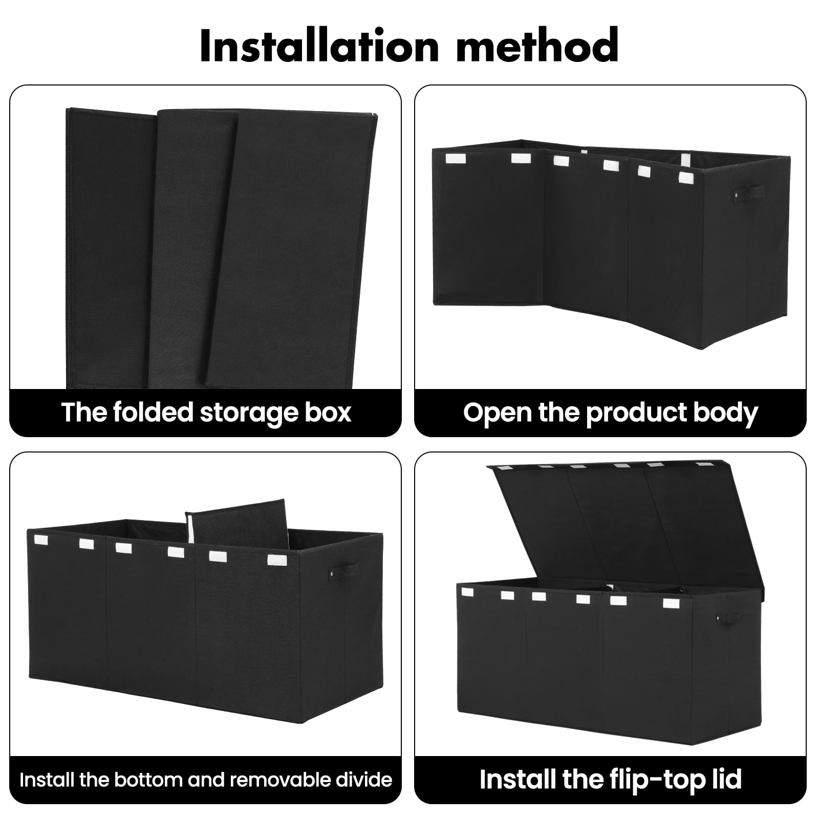Popoly extra large toy box folded-flat for closet or under-bed storage