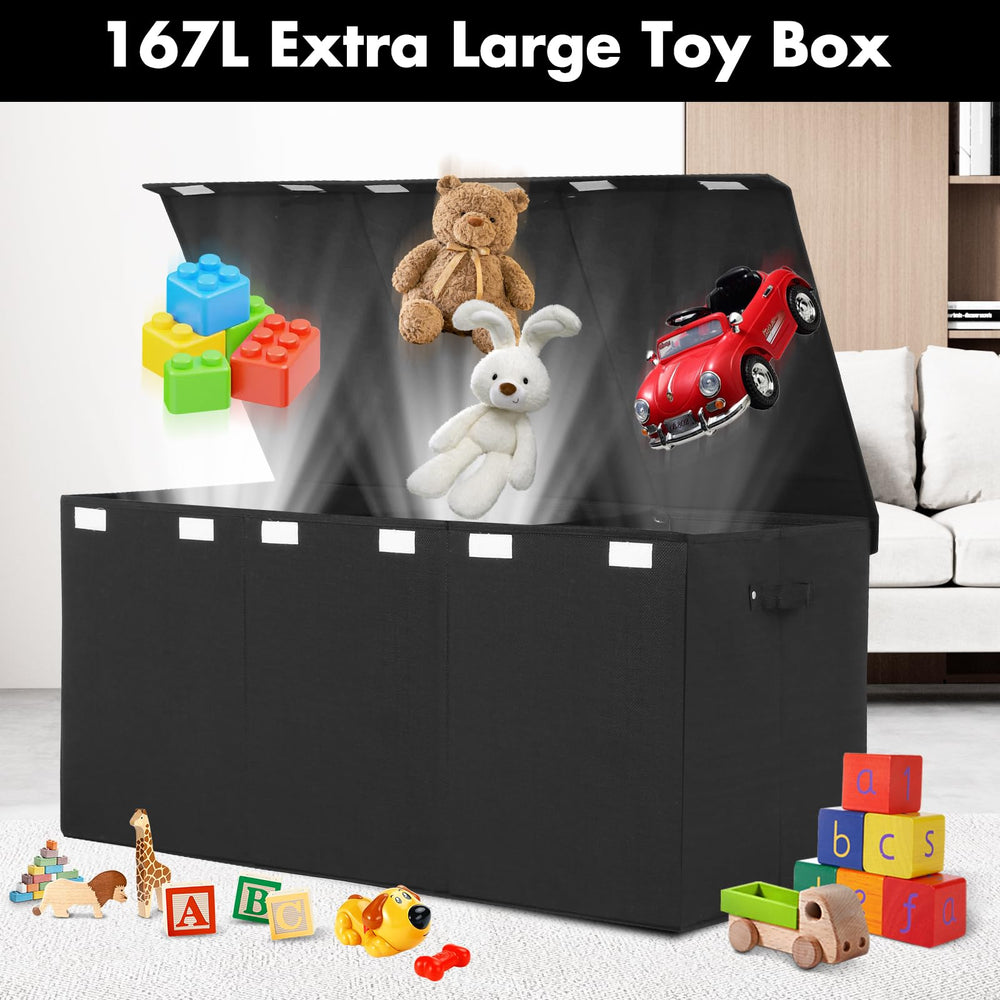 Popoly extra large toy box lid open as a spacious open organizer for plushies