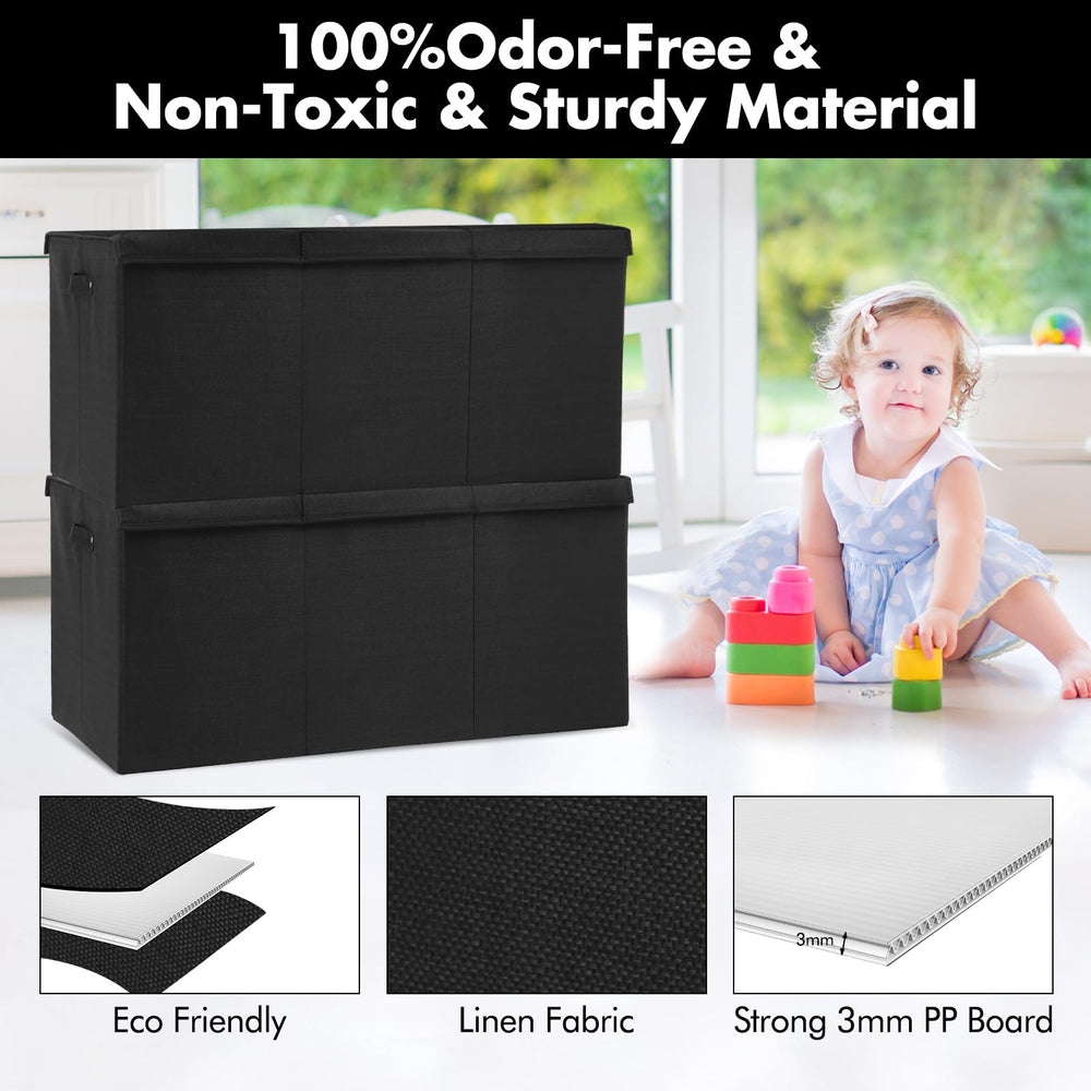 Popoly extra large toy box riveted carry-handles for easy moving heavy loads