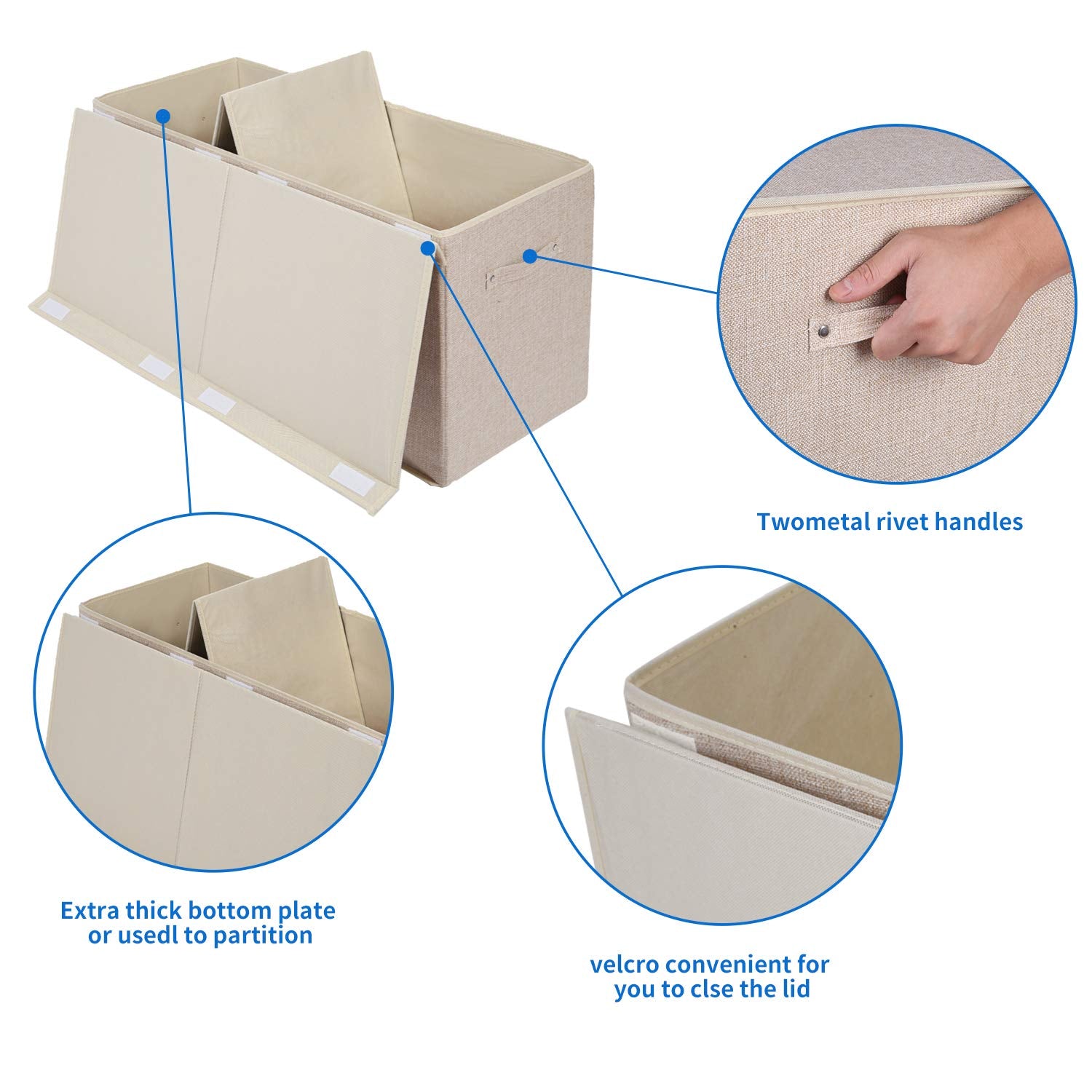 Popoly collapsible toy chest folded flat for space-saving storage