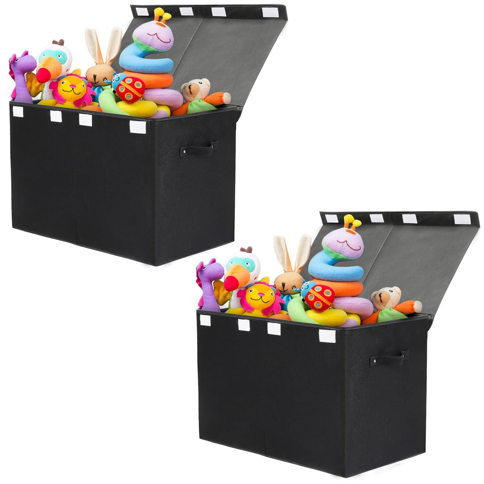 Popoly 2-pack toy box with flip-top lid front view showing large storage capacity