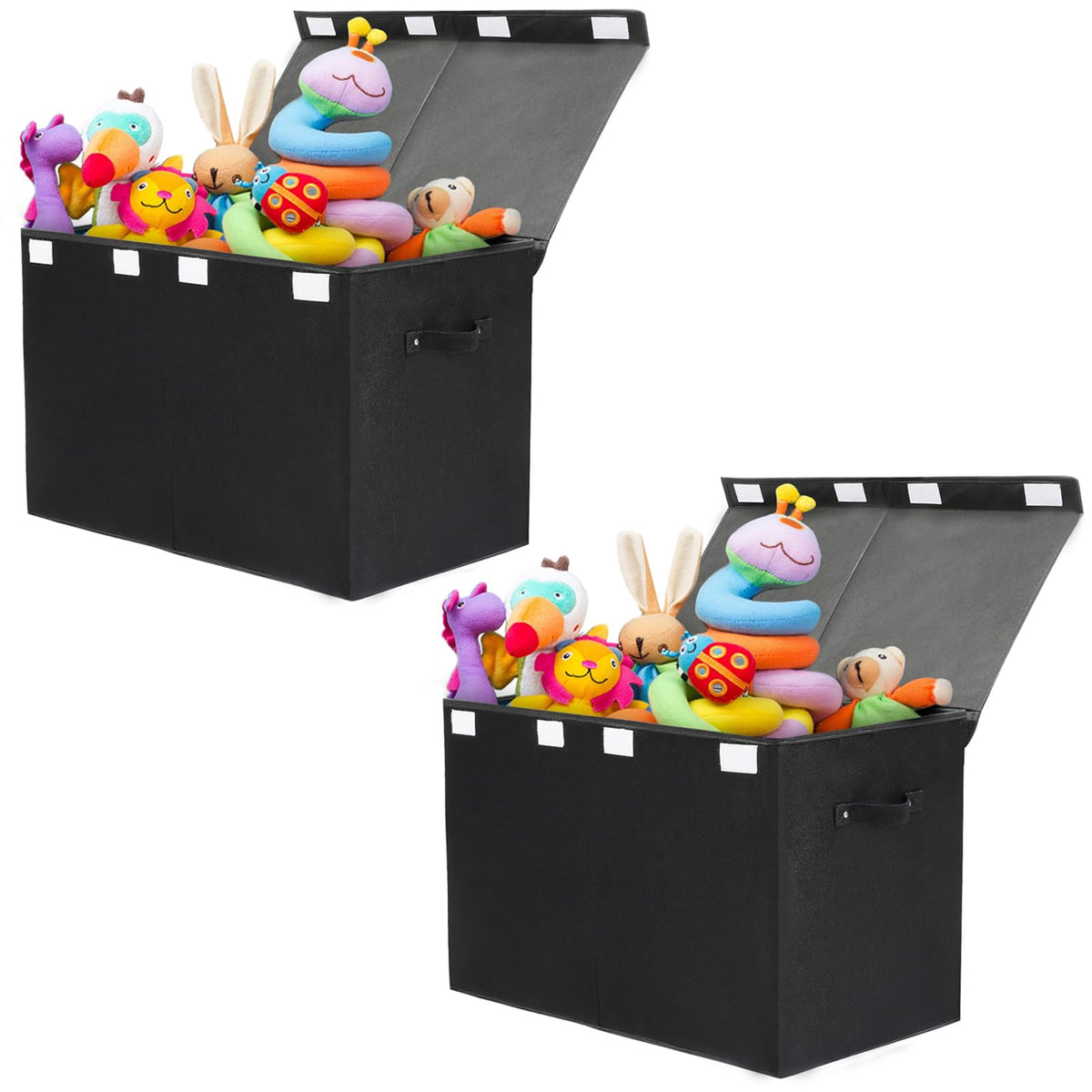 Popoly 2-pack toy box with flip-top lid front view showing large storage capacity