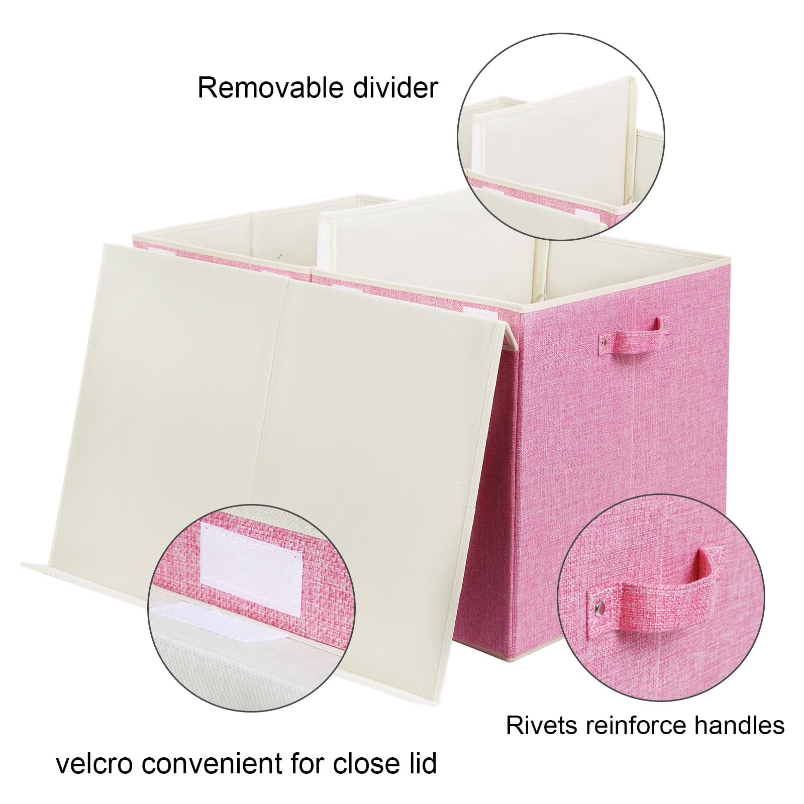 Popoly linen pink toy box fits nursery or playroom aesthetics.