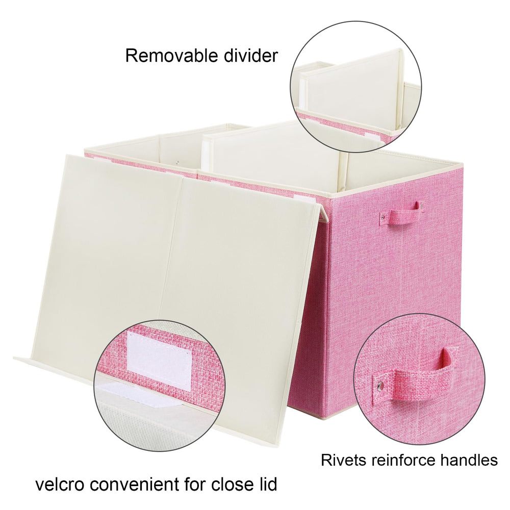 Popoly linen pink toy box fits nursery or playroom aesthetics.