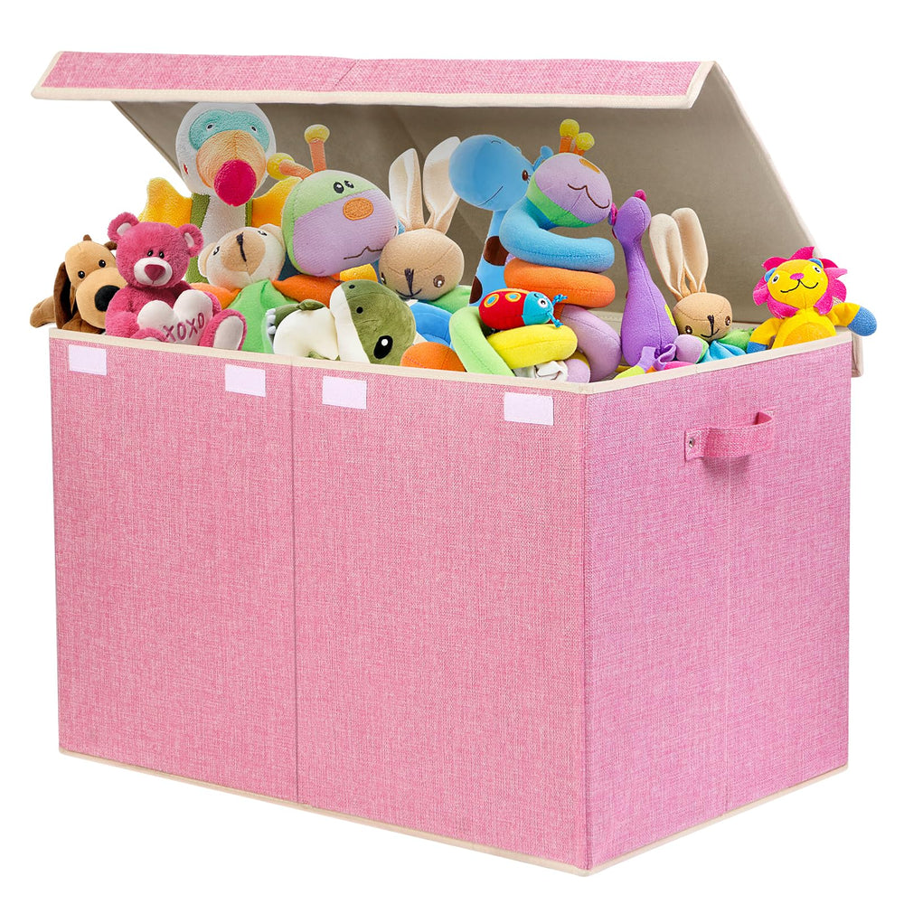 Popoly toy box with removable divider demonstrates organized storage options.