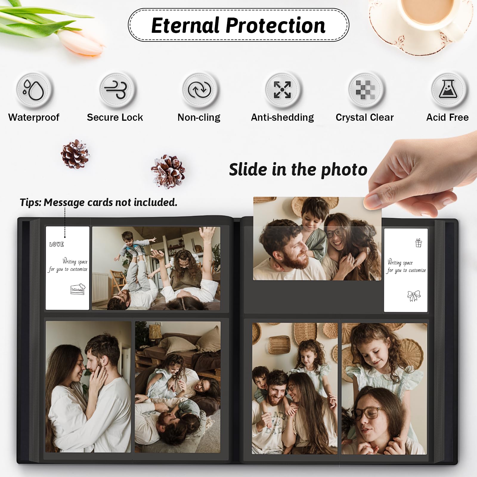 Popotop front-window view with 3x4 photo display in plastic sleeve