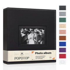 Popotop leather hardcover album front cover close-up for premium memory protection