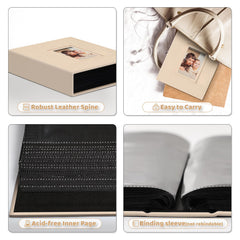 Popotop photo album compact dimensions fit on shelves and travel easily.