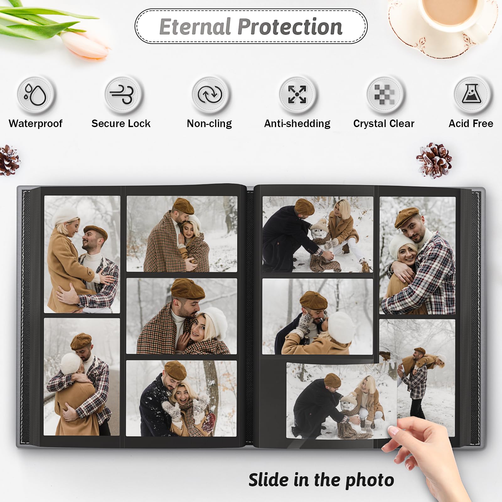 Popotop Photo Album inside pages organize 4x6 photos with clear separation