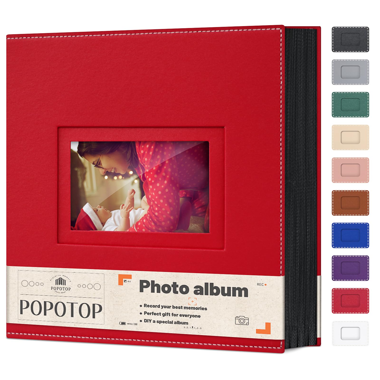 Popotop photo album leather cover close-up showing premium craftsmanship for lasting memories