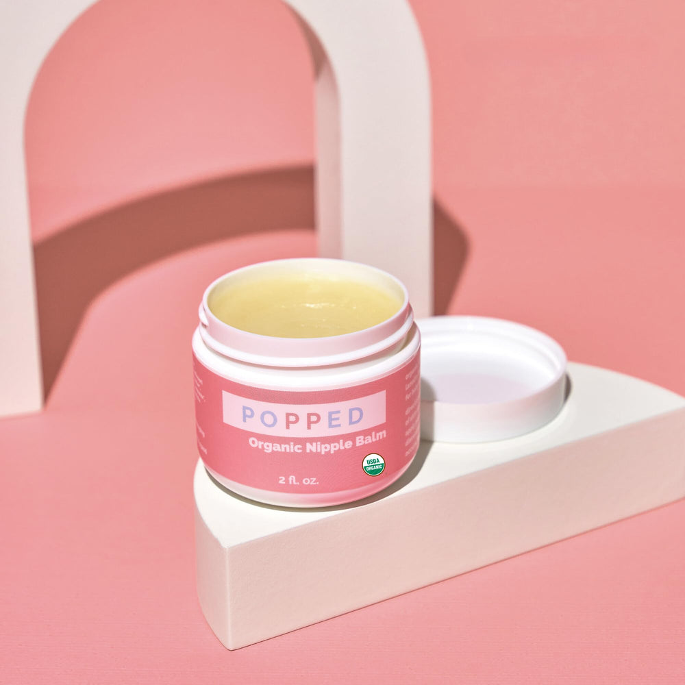Popped Organic Nipple Butter in hospital bag for postpartum care.