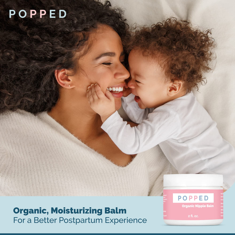Popped Organic Nipple Butter packaging emphasizes USA-made production.
