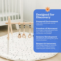 Poppyseed Play foldable baby mat folds for compact storage or travel convenience.