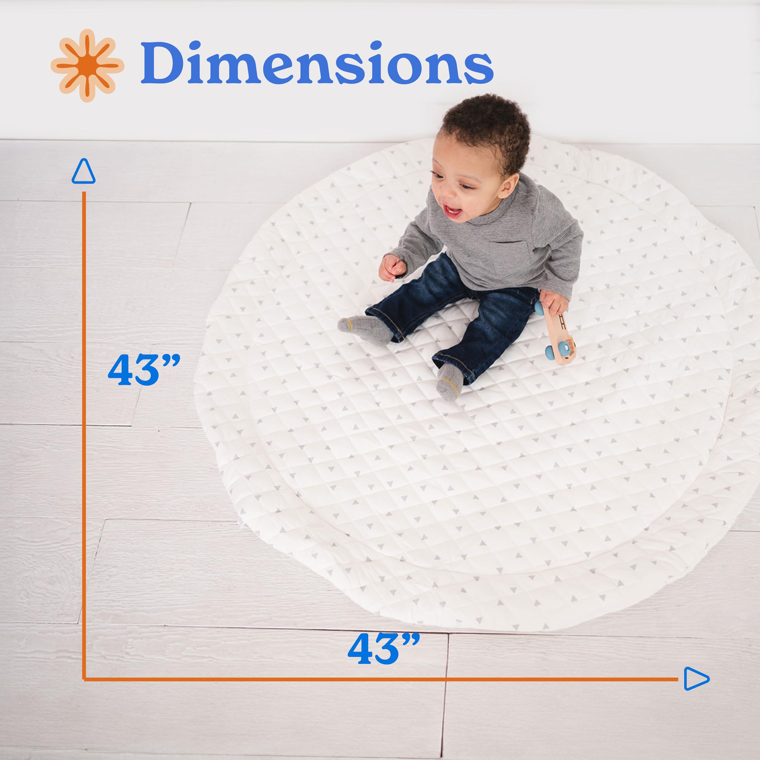 Poppyseed Play 43-inch round mat in nursery demonstrates spacious play area