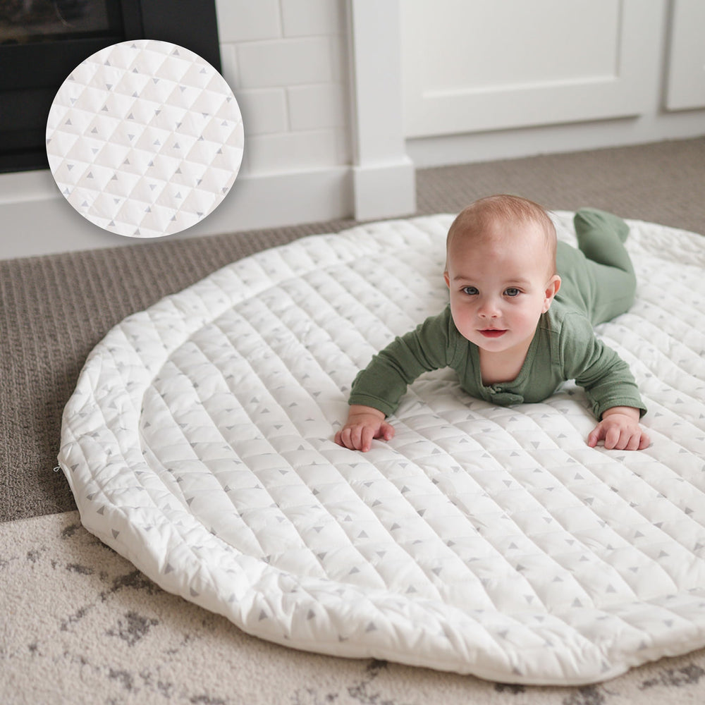 Poppyseed Play round mat close-up plush cotton padding for tummy time