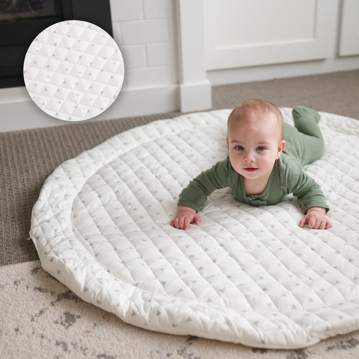 Poppyseed Play round mat close-up plush cotton padding for tummy time