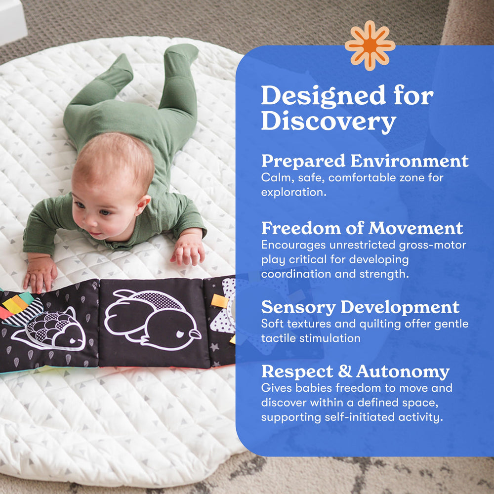 Poppyseed Play reversible-pattern mat offering two stylish looks for versatile rooms