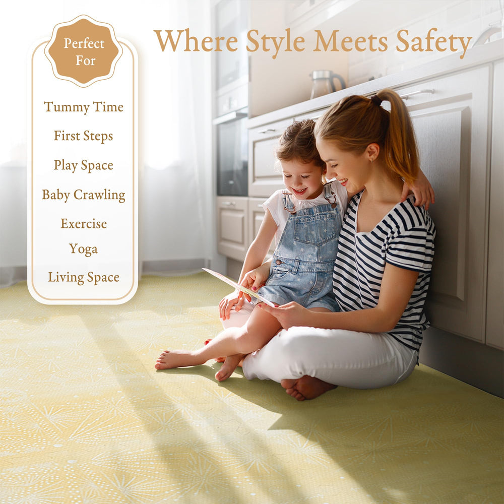 PopsyKosy 1inch thick foam tile closeup, showcasing extra cushioning for kid-friendly falls.