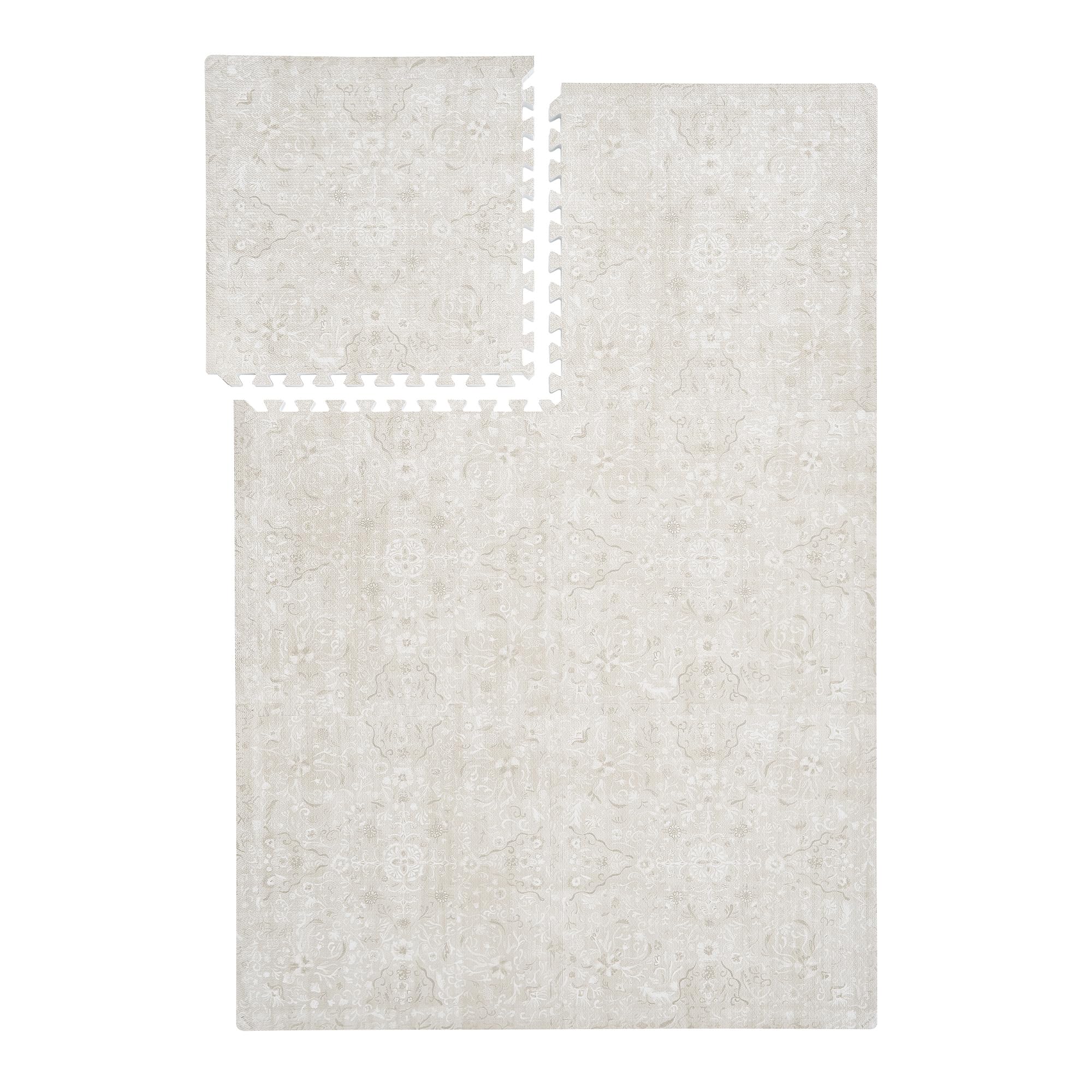 PopsyKosy premium baby floor mat closeup in pearl beige with soft cushioning for safe crawling