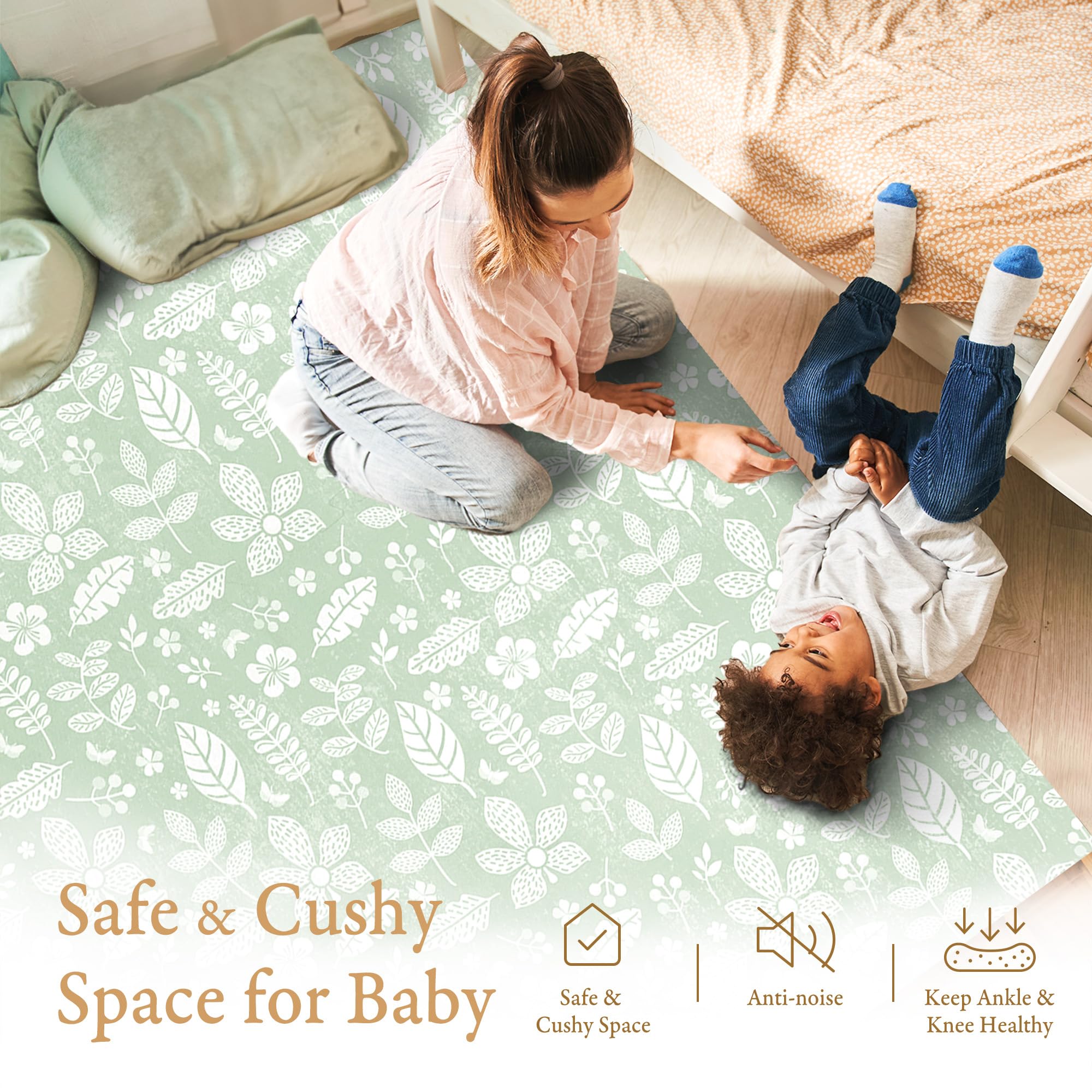PopsyKosy premium baby floor play mat olive green durable materials for long-lasting use