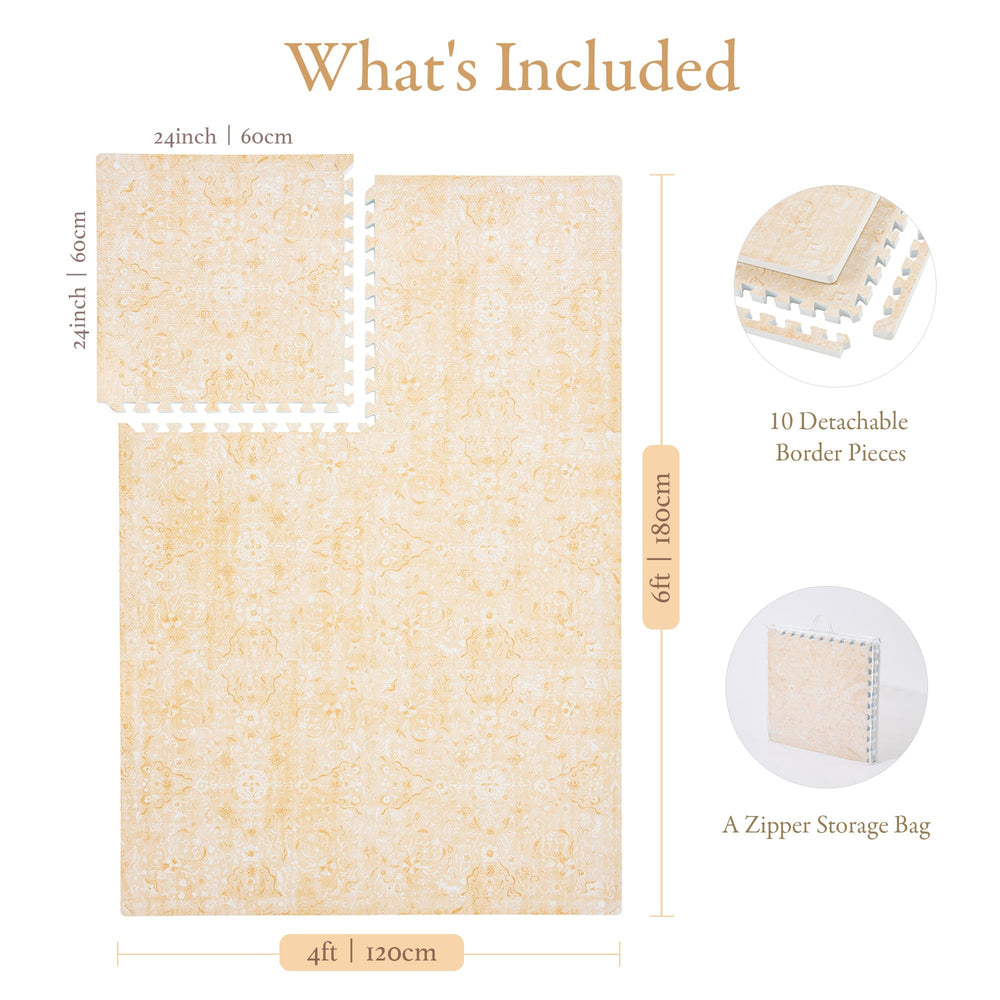 PopsyKosy premium baby floor play mat waterproof surface easy cleaning after spills.