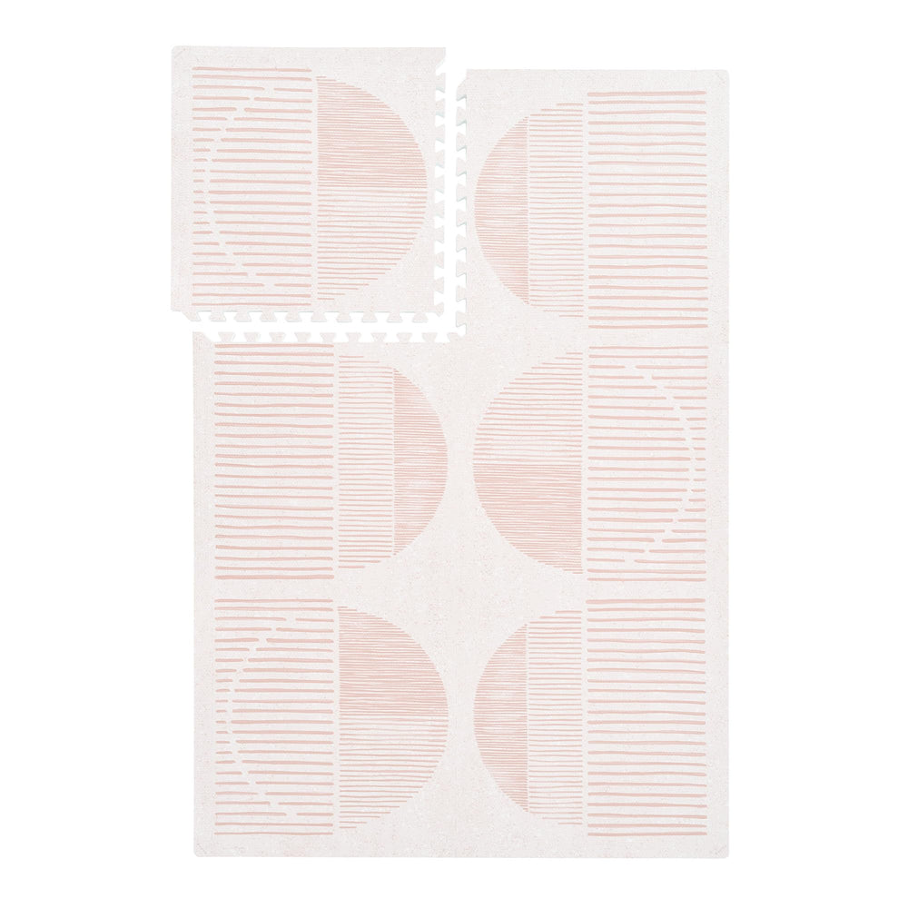 PopsyKosy premium baby floor play mat tile in cream pink provides cushioned play surface for toddlers.