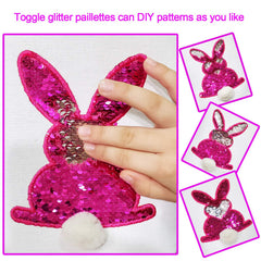 Poptrend Easter Basket Bags pink closeup-paillette highlights festive sparkle for gifts.