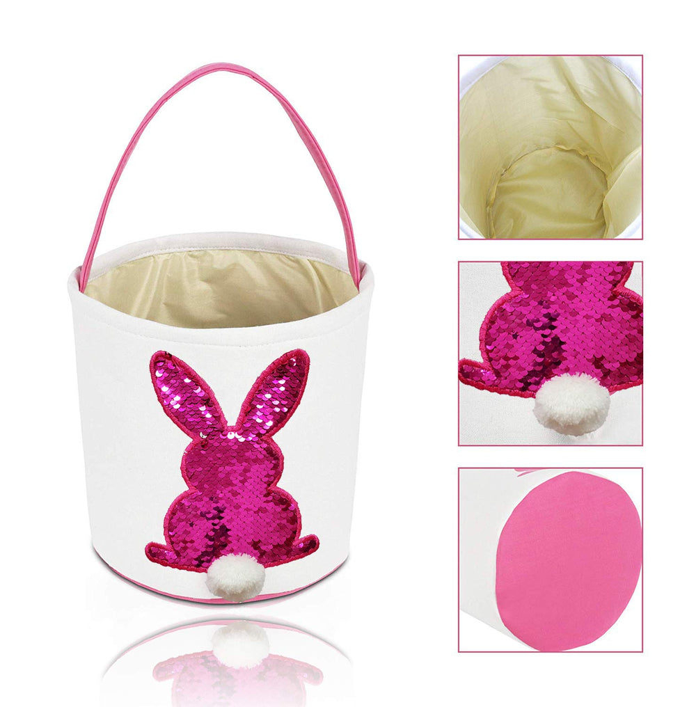 Poptrend Easter Basket Bags pink interior view demonstrates durable lining for clean belongings.