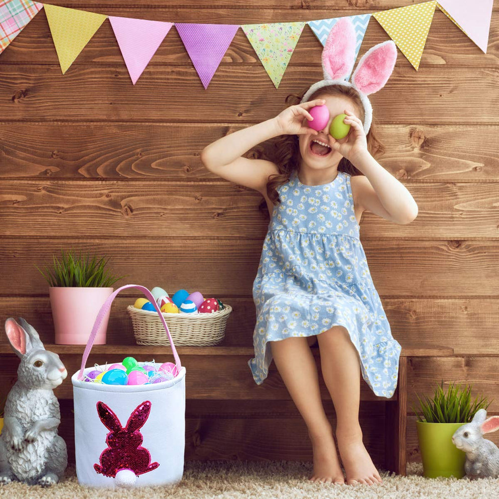 Poptrend Easter Basket Bags pink store-use view suggests multi-purpose bag.