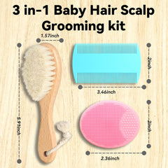 POPYJAN Goat Baby Hair Brush Set boxwood-comb for safe detangling