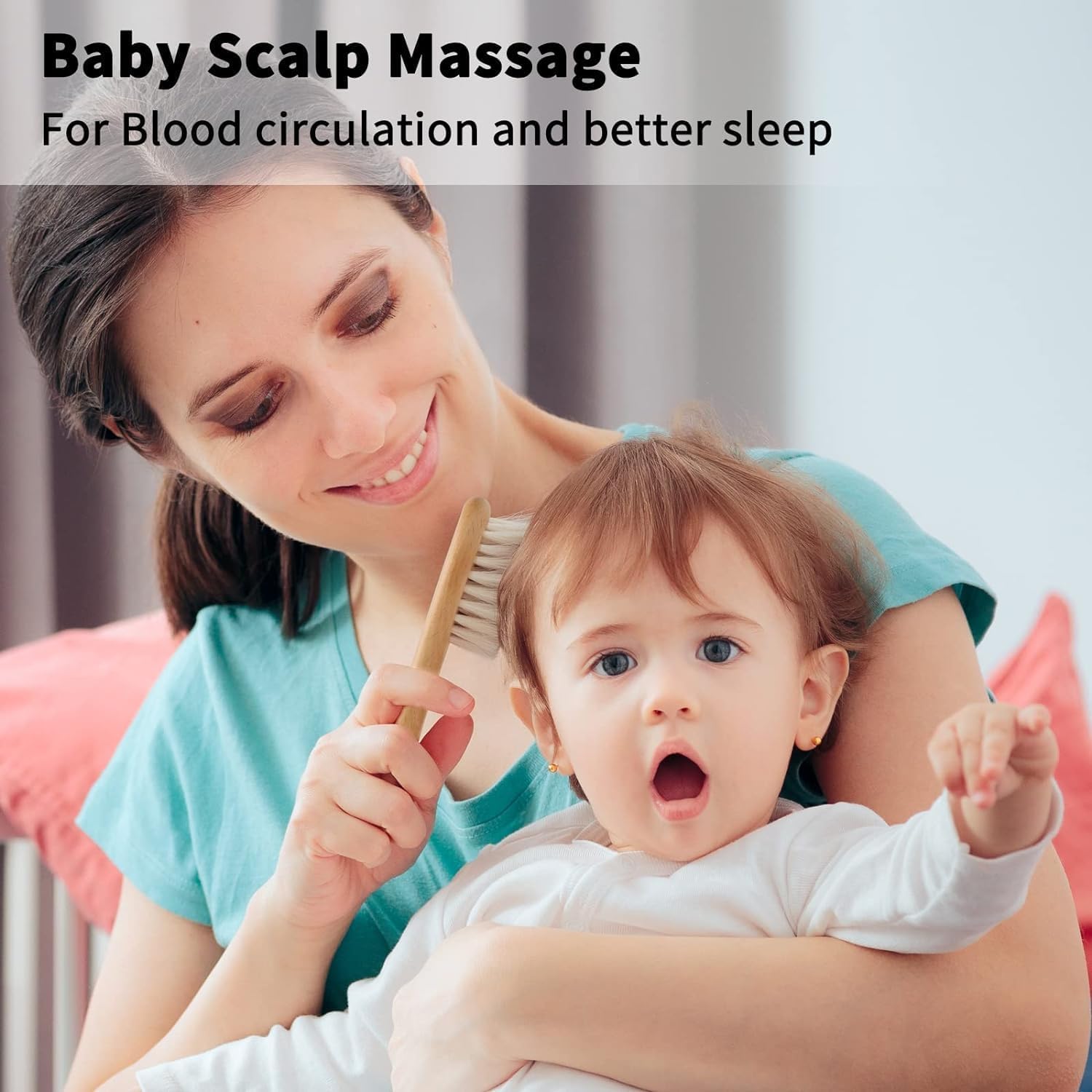POPYJAN soft silicone massager close-up for soothing baby scalp during bath time.