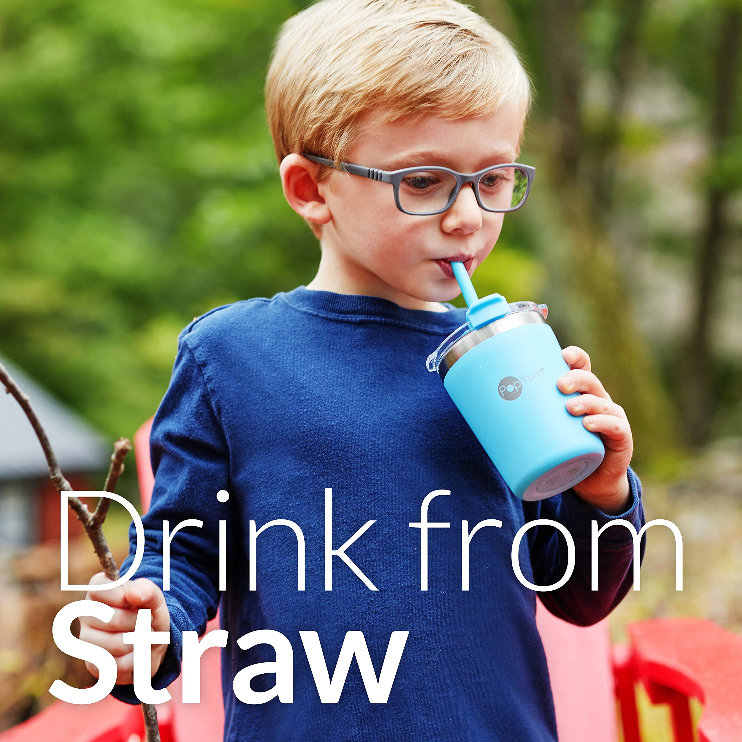 PopYum 9oz insulated cup in mint green with straw for on the go sipping