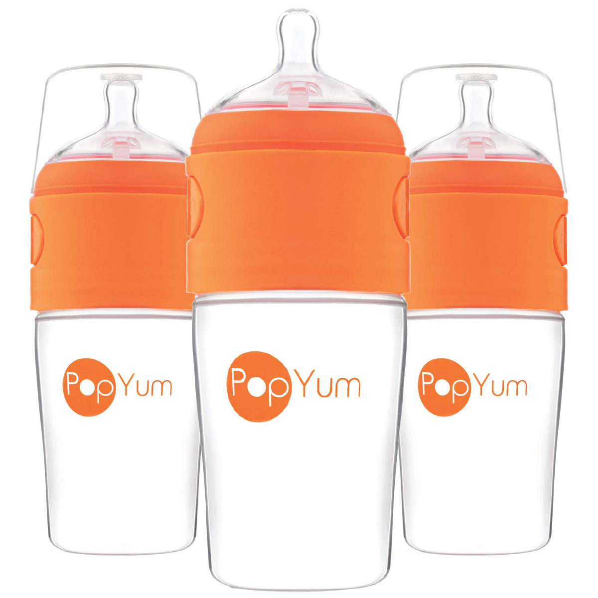 PopYum 9oz orange bottle with easy feeding prep benefits