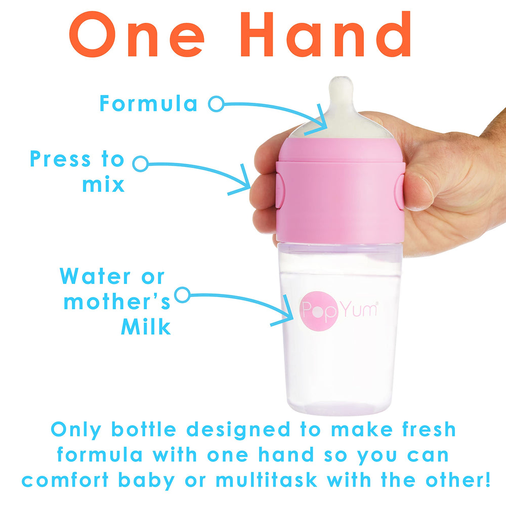 PopYum bottle funnel helps quick, clean loading of formula.