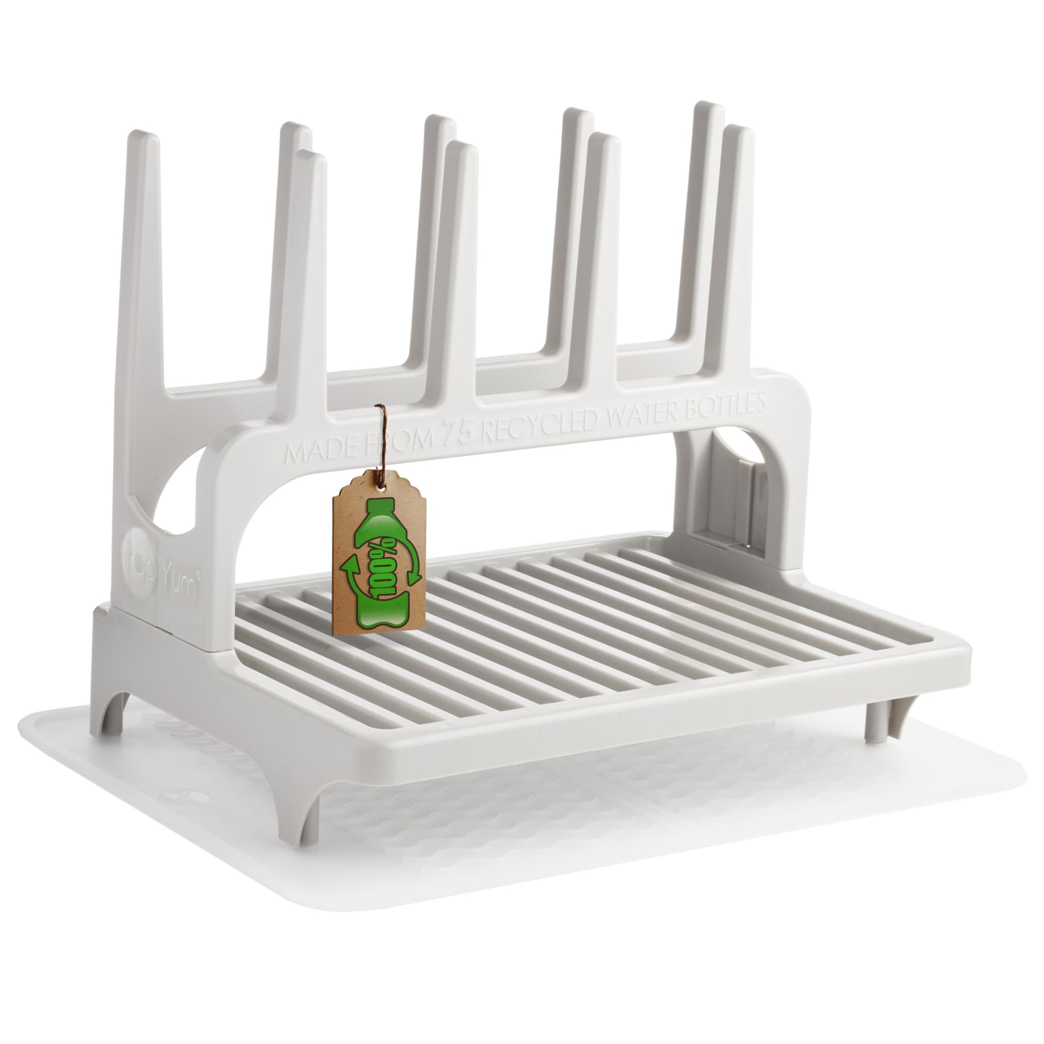 Popyum Seattle gray drying rack front view space-saving countertop solution