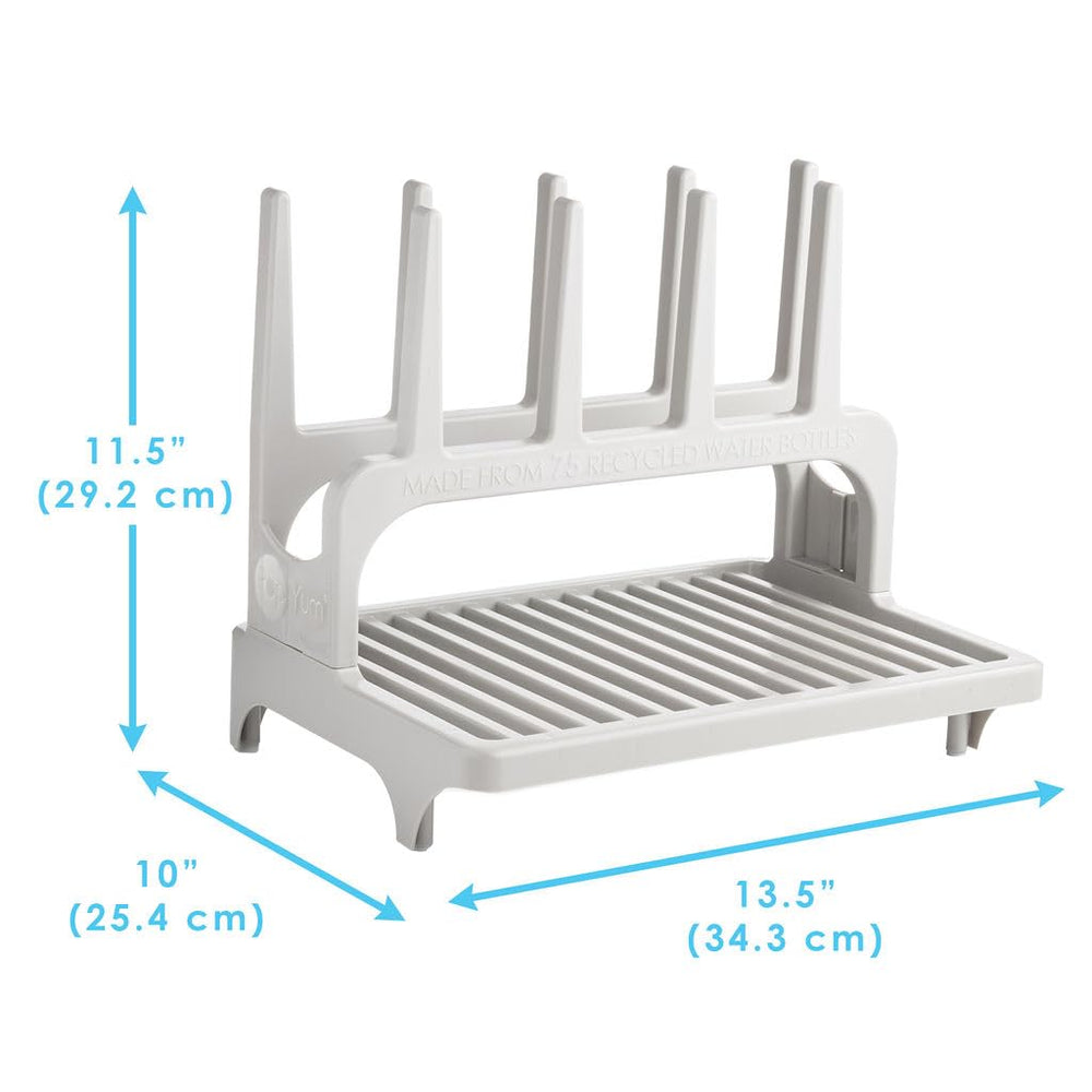 PopYum Seattle Gray drying rack in-use demonstrates elevated airflow and faster drying for plastics and cups