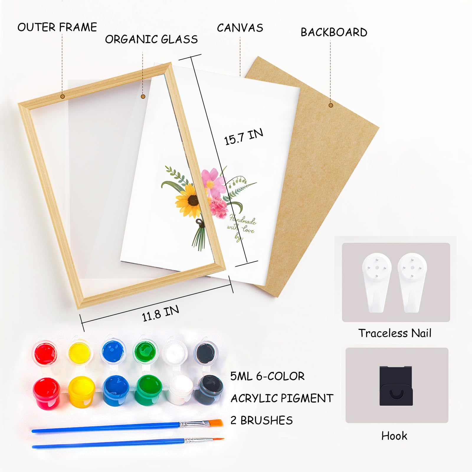 Poranlem acrylic pigments and brushes set enables easy DIY art projects